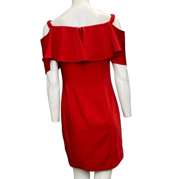 Dave and Johnny Off Shoulder Ruffle Dress Red Size 6 NWT - Picture 2 of 2